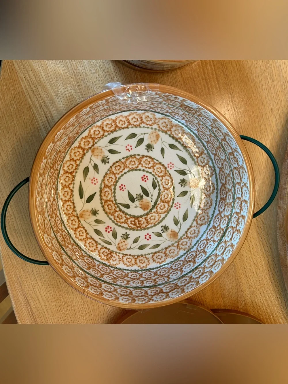 Temp-tations “Old World” Set of 2 Casserole Dishes & Accessories -Green, Brown